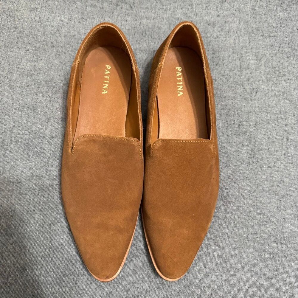 Patina x Portland Leather Goods pointed-toe flats in a brown suede leather women